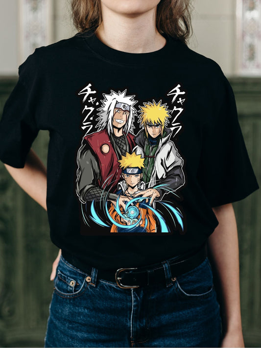T-shirt Naruto Rasengan avec Minato et Jiraiya – Manga Anime